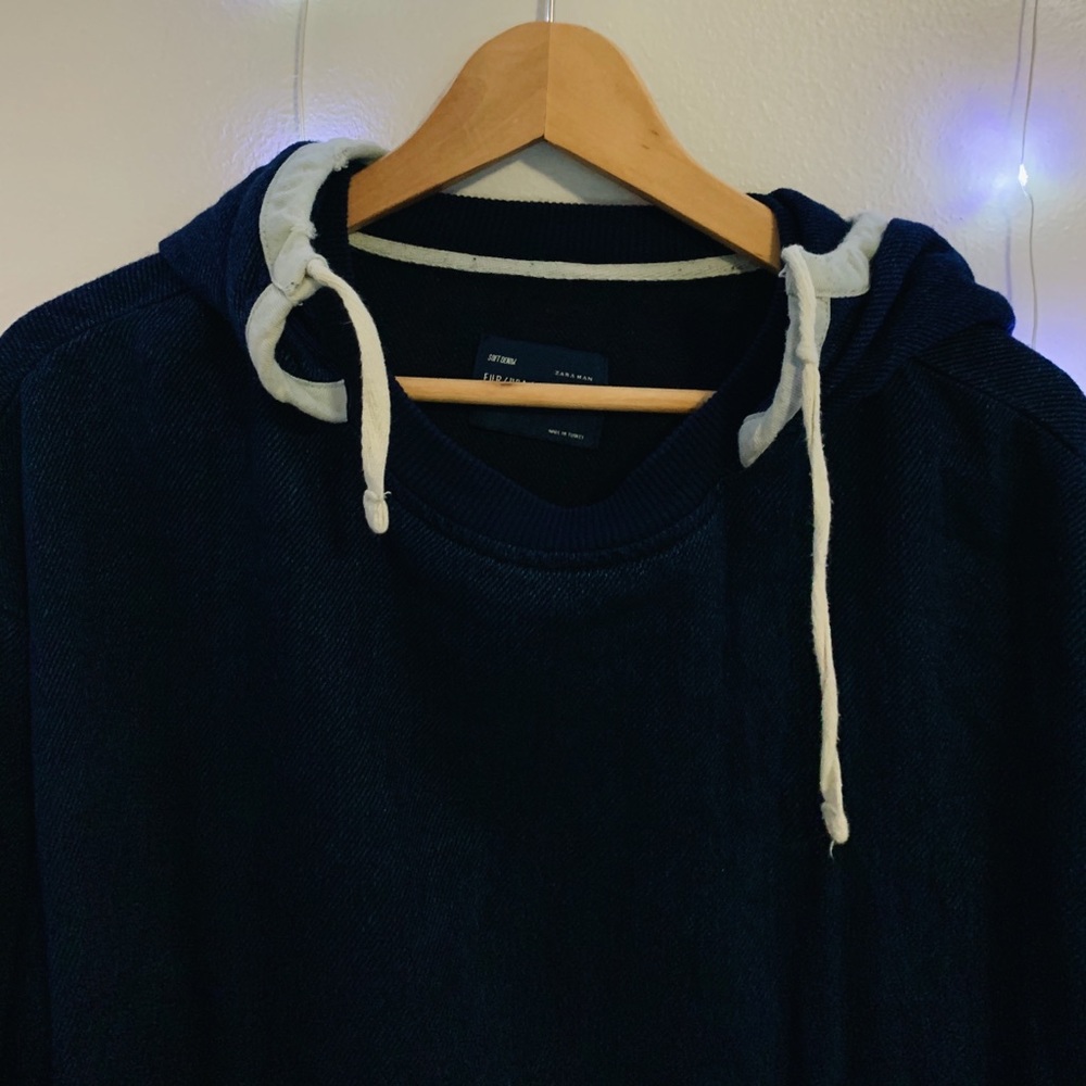 Zara Men's Oversized Denim Sweatshirt Size M